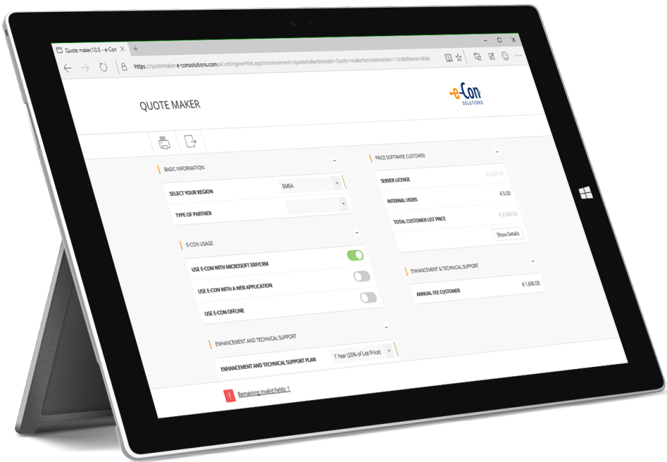 screenshot of eCon for Dynamics AX NAV & CRM